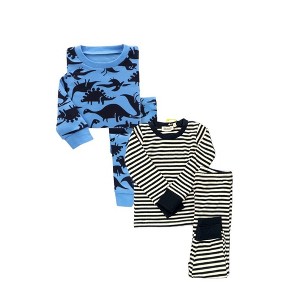 BenBen Dark Dinosaurs/Stripes 2 Pack Kids Pajamas - 1 of 3