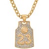 Steeltime 24" Men's 18k gold plated stainless steel and simualted diamonds basketball jersey t-shirt pendant - 2 of 4