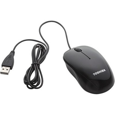 Toshiba USB Optical Mouse U55 - Blue LED - Cable - Black - USB - 1600 dpi - Scroll Wheel - Symmetrical