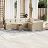vidaXL 10 Piece Patio Sofa Set with Cushions Beige and Cream Poly Rattan - With Table - 2 of 4