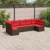 vidaXL 7 Piece Patio Sofa Set with Cushions - Brown and Red Without Table - 2 of 4