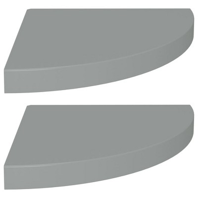 vidaXL Floating Corner Shelves 2 pcs Gray 13.8"x13.8"x1.5" MDF