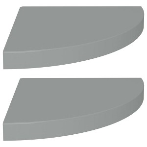 vidaXL Floating Corner Shelves 2 pcs Gray 13.8"x13.8"x1.5" MDF - 1 of 1