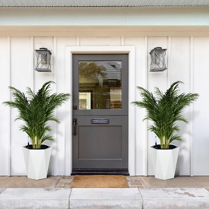 Tall Diamond Planters (Set of 2) ¨C Black Indoor/Outdoor Flower Pots with Water Level Monitor & Wheels for Patio, Porch, Living Room - 1 of 4