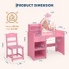 Garvee Kids Vanity Table and Chair Set with Mirror and Lights, Makeup Vanity Desk with Drawer and Open Storage Shelves, Wooden Dressing Table Set - 3 of 4