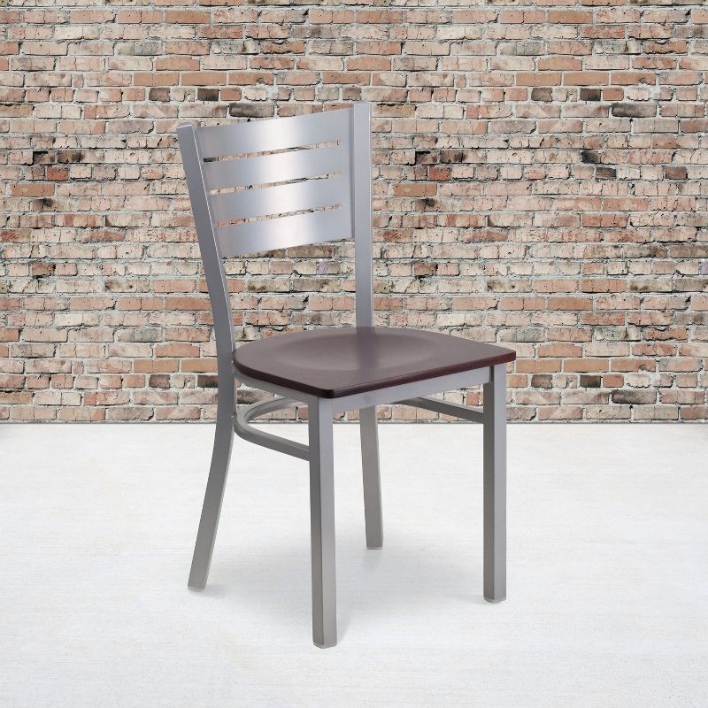 Flash Furniture Silver Slat Back Metal Restaurant Chair, 3 of 8