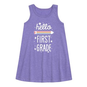 - Instant Message - Hello First Grade Graphic Sleeveless Aline Dress - 1 of 4