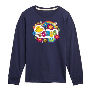 Boys' - Peanuts - Peace Floral & Colorful Woodstock Long Sleeve Graphic T-Shirt - 1 of 4
