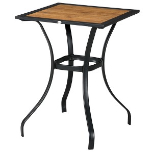 28" Outdoor Dining Table, Faux Wood Patio Furniture, Square Wood-Like Garden Table with Water Safe Design - 1 of 4