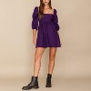 EXLURA Womens Square Neck Dress Long Puff Sleeve A-Line Casual Short Mini Dresses - 2 of 4