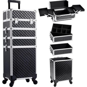 Rolling Makeup Case, 4-in-1 Cosmetology Case on Wheels, Nail Tech Cart for Trave - 1 of 4