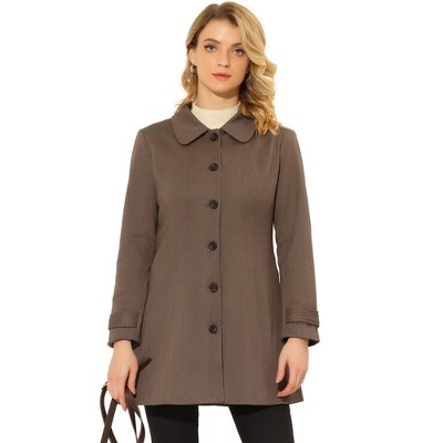 INSPIRE CHIC Women's Peter Pan Collar Single Breasted Winter Long Overcoat
