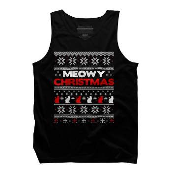 Men's Design By Humans Meowy Christmas Funny Xmas Gift Shirt By thebluebabi Tank Top