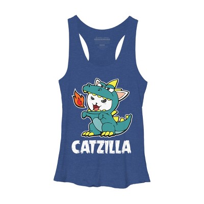 Women's Design By Humans Catzilla Halloween Costume Dragon Monster Kitten Cats Lover By lenxeemyeu Racerback Tank Top