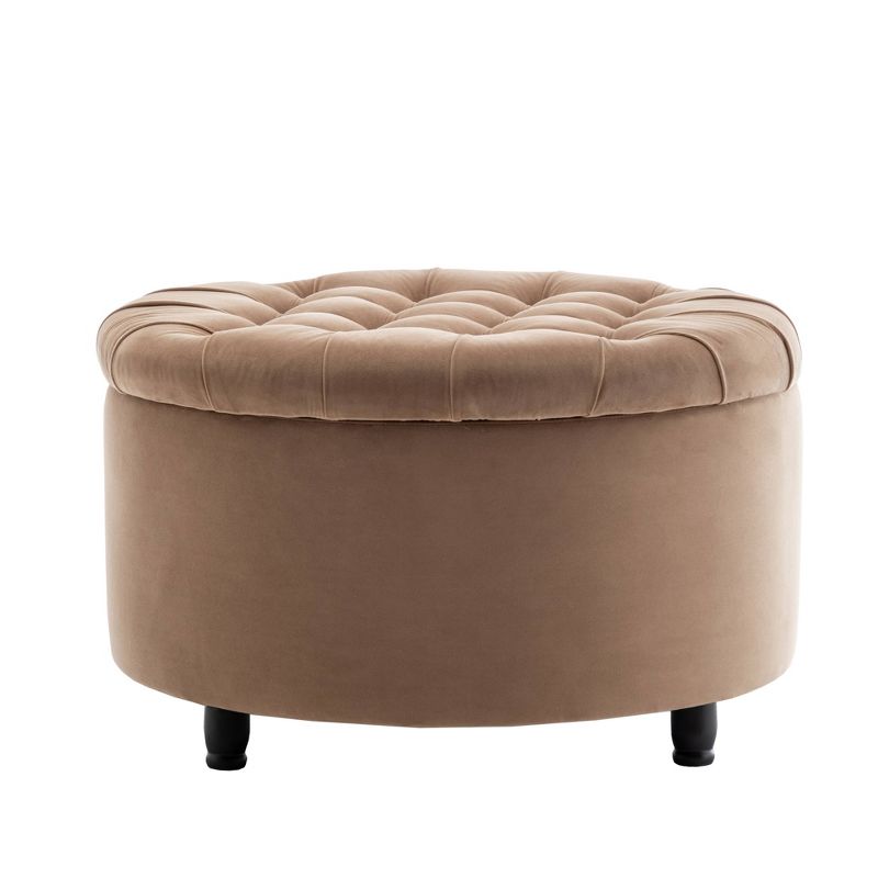 Large Round Tufted Storage Ottoman with Lift Off Lid - WOVENBYRD, 1 of 20