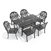 Hzzkey 7-Piece Rectangle Cast Aluminum Patio Set , Brown Cushions , Umbrella Hole , Black - 2 of 4