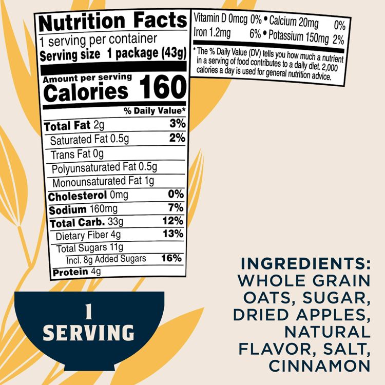 Quaker Instant Oatmeal Cup Apple Cinnamon 1.51oz: No Artificial Flavors, No Preservatives, 3 of 7