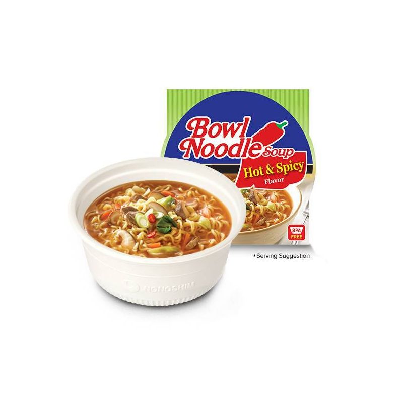 Nongshim Hot &#38; Spicy Soup Microwavable Noodle Bowl  - 3.03oz, 3 of 6