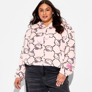 Women's Hello Kitty Zip-Up Graphic Hoodie - Pink - 1 of 3