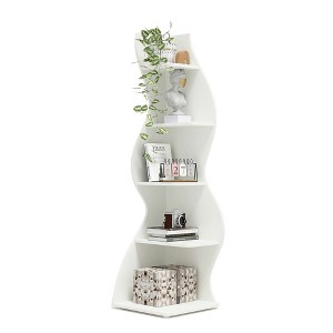 Lirago,5-Tier Corner Bookshelf – Modern White Engineered Wood Shelf with Adjustable Shelves – Ideal for Home & Office Spaces - 1 of 4