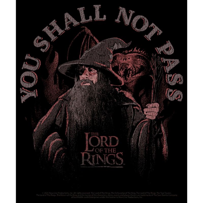 Men's Lord of the Rings Fellowship of the Ring Gandalf You Shall Not Pass T-Shirt, 2 of 6