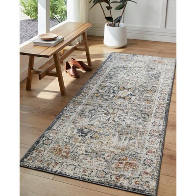 Maretta Charcoal and Light Gray Synthetic Round Area Rug