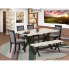 HomeStock 6-Piece Rectangle Natural Oak Finish Solid Wood Top Dining Table with 1-Bench, 4 Upholstered-Chairs - 2 of 4