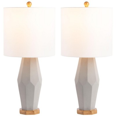 Arcadia 27" Adjustable Arc Table Lamps in White and Grey, Set of 2