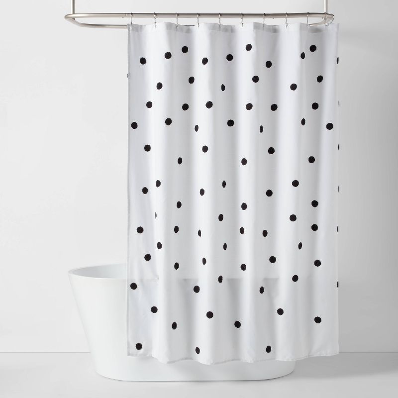 Dot Textured Kids&#39; Shower Curtain Black - Pillowfort&#8482;, 1 of 6