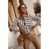 Coolmee Womens Button Down Shirts Casual Long Sleeve Striped Blouse Tops Work Tops Blouse Dress Shirts - 3 of 4