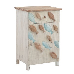 Salina Side Table White - Powell: Bedroom Accent Table with Brass Hardware, No Assembly Required - 1 of 4