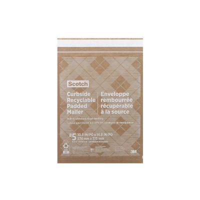 Scotch Curbside Recyclable Mailer Size 5: Self-Adhesive Padded Shipping Envelopes, Tan, 10.8" x 14.8"