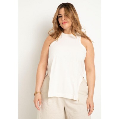ELOQUII Women's Plus Size Scooped Hem Tank Top