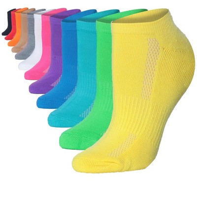 Tipi Toe Women's 12-Pairs Solid Plain Bright Vibrant Colors Low Cut Athletic Sport Peformance Socks