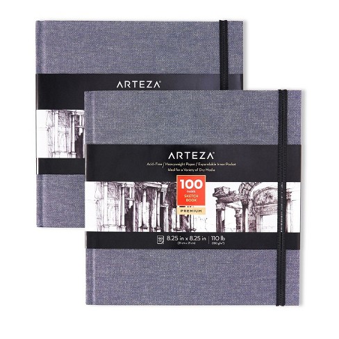 Arteza Watercolor Book, Gray Hardcover, 8 x 12