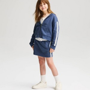 Girls' French Terry Lace Trim Hoodie Zip-Up Sweatshirt - Cat