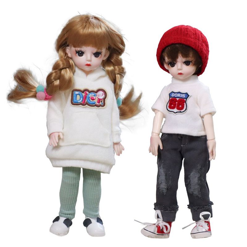 Funphix Set of 2 Dolls-1 Boy, 1 Girl Doll 11.8 Inches with Movable Joints, 1 of 6