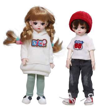 Funphix Set of 2 Dolls-1 Boy, 1 Girl Doll 11.8 Inches with Movable Joints