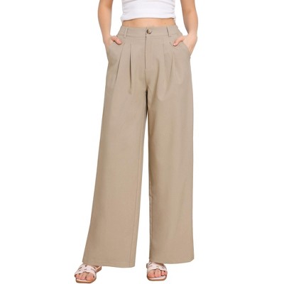 INSPIRE CHIC Women's Wide Leg High Elastic Waisted Office Work Palazzo Pants
