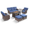 Belord Outdoor Wicker Patio Furniture Set with 43" Propane Fire Pit Table, Swivel Patio Chairs Set with Sofa Couch, Fire Pit Table and Ottoman - 4 of 4