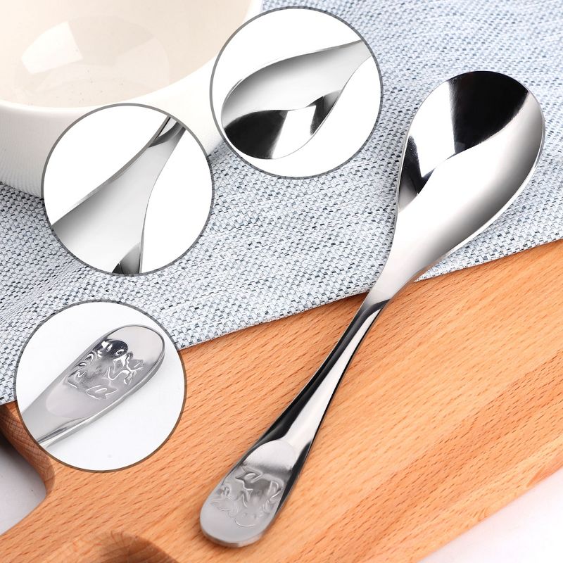 Unique Bargains Stainless Steel for Cooking Dining Spoons 7.5" Silver Tone 5 Pcs, 5 of 9