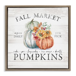 Stupell Industries Fall Country Market Pumpkins Floating Frame Canvas Art - 1 of 4