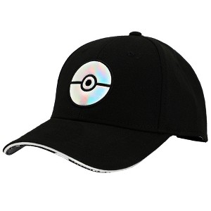 Pokemon Holographic Pokeball Men's Elie Flex Black Baseball Cap - 1 of 4