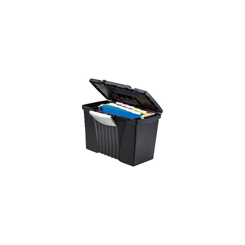 Storex Portable File Storage Box w/Organizer Lid Letter/Legal Black 61510U01C, 4 of 5