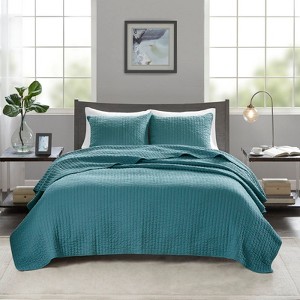FIONECA Reversible Antimicrobial Brushed Microfiber Coverlet Set Farmhouse Pick Stitch Quilted Bedding - 1 of 4