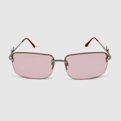 Women's Rimless Rectangle Sunglasses - Wild Fable™ Pink