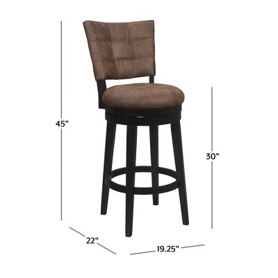 Chestnut Brown Faux Leather & Black Rubberwood Swivel Barstool