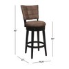 30" Kaede Wood and Upholstered Swivel Barstool Black/Chestnut - Hillsdale Furniture: Matte Finish, Faux Leather, Fixed Height - 3 of 4