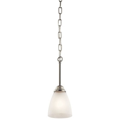 Jolie 12.5" 1 Light Mini Pendant with Satin Etched Glass in Brushed Nickel