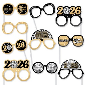 Big Dot of Happiness Disco New Year Glasses - Paper Card Stock Groovy 2026 NYE Party Photo Booth Props Kit - 10 Count - 1 of 4
